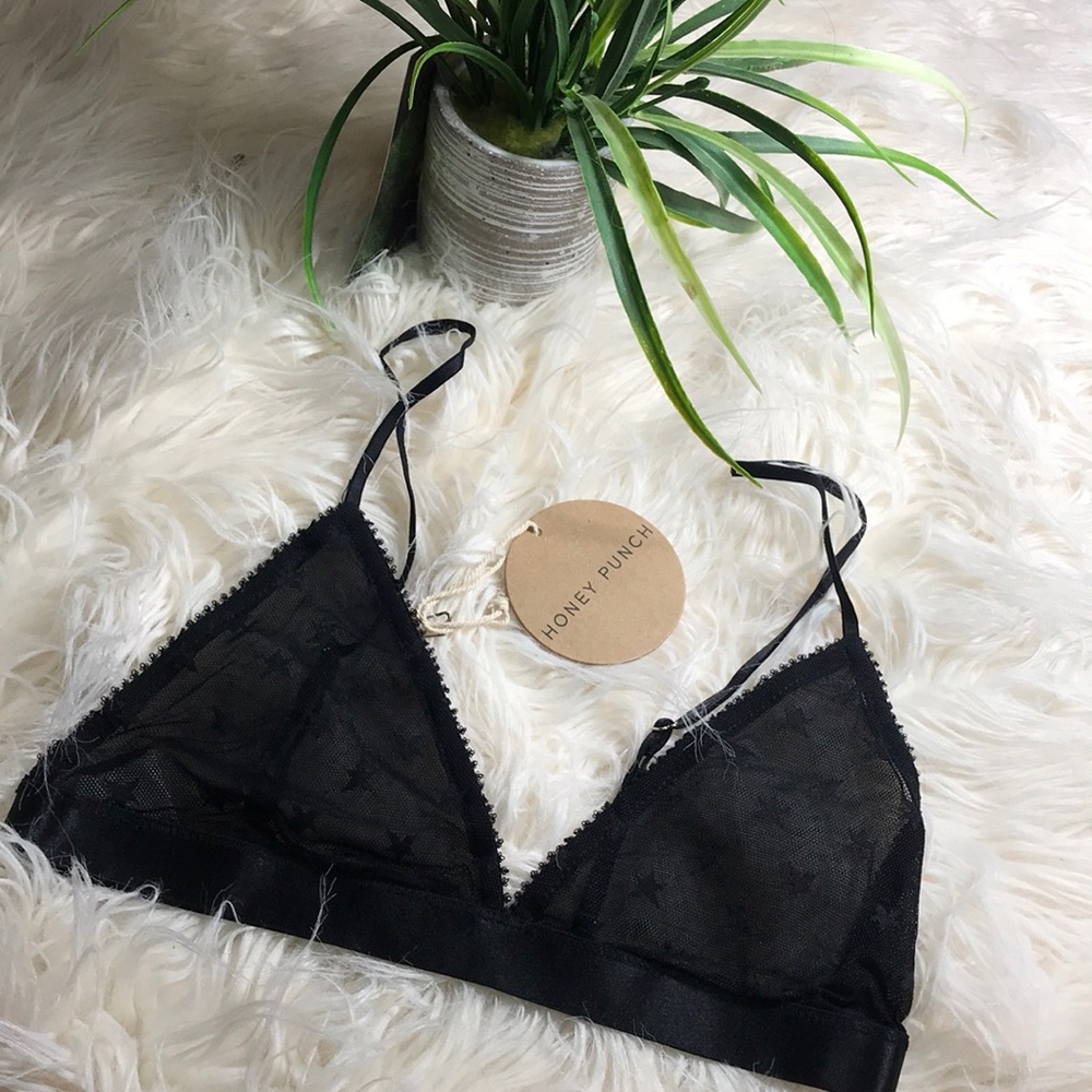 Mesh Black Star Bralette Honey Punch